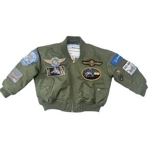 Authentic Flight Bomber Toddler Jacket Green Patches BOEING, 2T